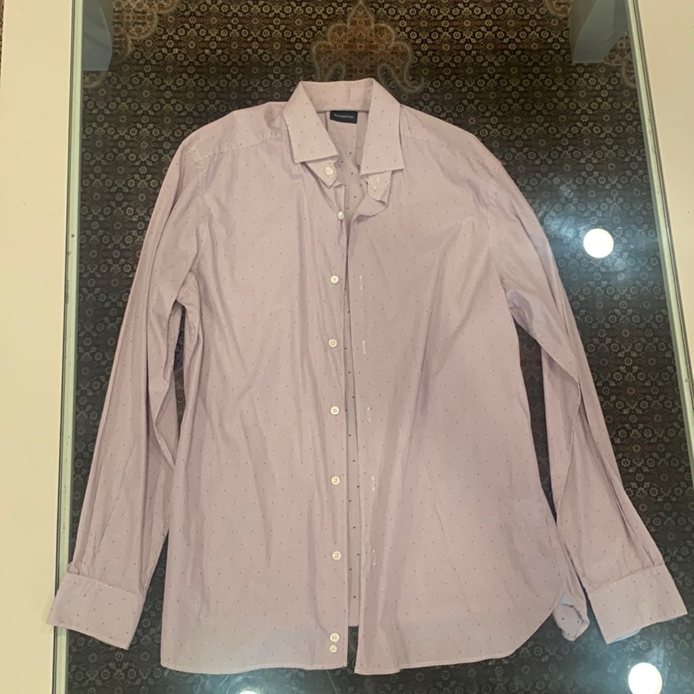 ERMENEGILDO ZEGNA 100% COTTON DRESS SHIRT (SIZE LARGE)
